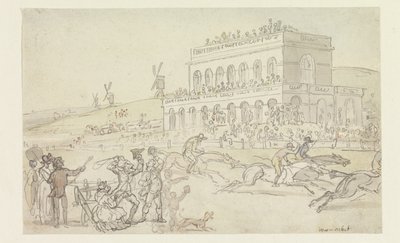 Dokter Syntax verliest zijn geld op de renbaan in York door Thomas Rowlandson